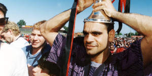 Michael Long with the 1993 premiership cup. 