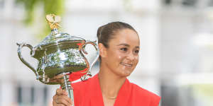 Ash Barty pictured in Carlton the morning after winning the Australian Open women’s singles title. 