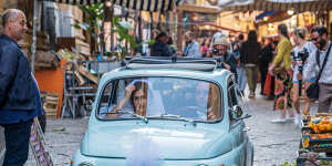 A Fiat 500 is ideal for negotiating Italy’s twisting,narrow streets.
