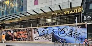 Graffiti vandalism removed by the City of Melbourne.