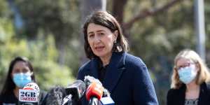 She’s back:Premier Gladys Berejiklian at Wednesday’s COVID-19 press conference,her second appearance this week,even though she had indicated they would stop as of last Friday.