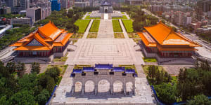 Aerial view of Chiang Kai Shek memorial hall in Taipei City xx6Taipei 6 Six of the best Taipei Attractions Taiwan;text byÂ Caroline Gladstone cr:Â iStockÂ (reuseÂ permitted,noÂ syndication)Â 