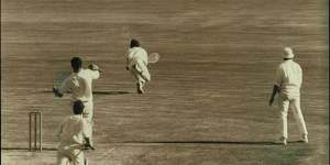 Australia’s cricket captain Ian Chappell hurls himself for a sensational catch which England batsman John Hampshire skied from leg-spinner Kerry O’Keeffe during the seventh Test at the SCG,1971.