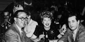 Entrepreneur Harry Wren,his wife,and American producer David Gould on December 12,1956 