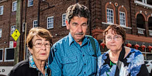 Burwood Historical Soceity president Chery Chemp with fellow members Paul Roper and Katie Kershaw pictured outside the Strathfield Hotel.