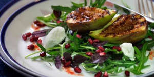 Woolwich,Sydney. Lynne Mullins food for GL. Pic shows.... Warm fig and pomegranate salad. (May 15)Photo:Quentin Jones. 23 April 2012.