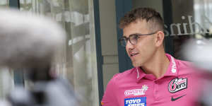 Todd Murphy chats to the media in Coogee on Wednesday.