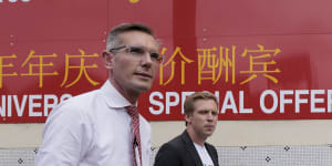 Jordan Lane alongside former NSW premier Dominic Perrottet in March.
