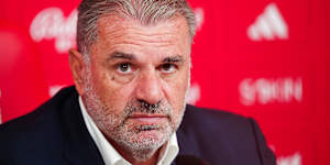 Ange Postecoglou at his unveiling press conference at Nottingham Forest.