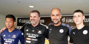 Pep Guardiola showered Ange Postecoglou in praise when Manchester City faced Yokohama F. Marinos in an off-season friendly in 2019. Now they’ll be rivals in the Premier League.