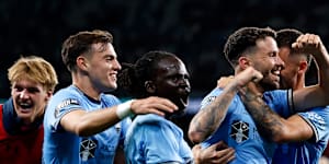 Apostolos Stamatelopoulos celebrates his goal.