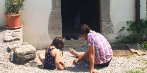 Dad and daughter in Kotli,Croatia.