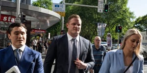 Former NRL player George Burgess arrives at Downing Centre Local Court on Monday 