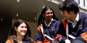 Chatswood High School HSC students Mika Naidoo,Lara Carbonell and Alexander Lum.