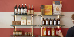 High-end comestibles are on display in store.