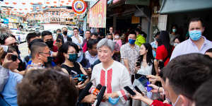 Foreign Minister Penny Wong in Chinatown,Kota Kinabalu.
