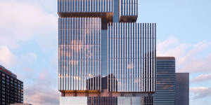 Render of the $1.2 billion Victoria Cross Station tower at North Sydney being developed by Lendlease.