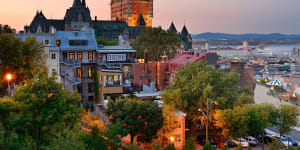 Quebec City skyline with Chateau Frontenac.