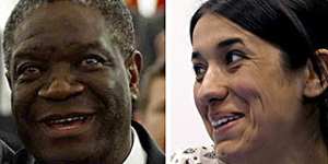 Nobel Peace Prize recipients Denis Mukwege and Nadia Murad. 