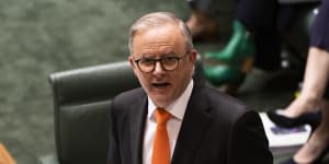 Prime Minister Anthony Albanese during question time in the House of Representatives at Parliament House in Canberra.