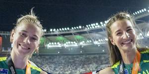 Eleanor Patterson (left) claimed silver and Nicola Olyslagers was the women’s high jump bronze medallist in Budapest.