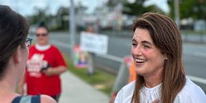 Ali France thanking supporters in Dickson on Sunday morning.