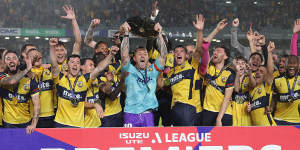 The Mariners lifted the A-League Premiership on Wednesday night – the first trophy in their bid for a historic Australian treble.