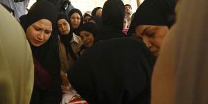 Female mourners during the funeral of Suhaib Al-Sous,aged 15. Suhaib was shot dead by Israeli soldiers while participating in a peaceful demonstration. 