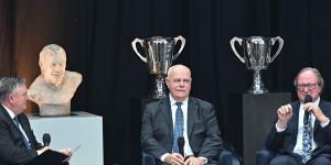 Host Eddie McGuire interviews AFL greats Leigh Matthews and Kevin Sheedy about football icon Ron Barassi.
