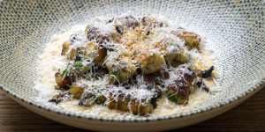 Gnocchi with cauliflower and a shower of aged goat’s cheese.