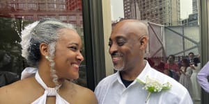 Hazel Seivwright-Carney and her husband Rohan Carney finally got a wedding ceremony at the mass service in New York.