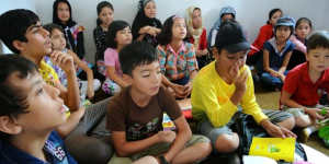 A class at the learning centre in Cisarua.