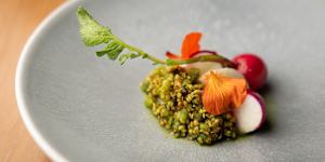 Seasonal radish,hempseed and nasturtium.