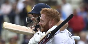 Jonny Bairstow with fellow England star,and former captain,Joe Root.