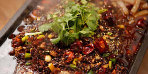 Barramundi with chilli,Sichuan pepper and cumin.
