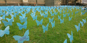 To mark Moore-Gilbert’s 800th day in prison,campaigners placed 800 cardboard butterflies outside Melbourne’s St Paul’s Cathedral. 