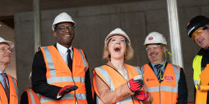 Prime Minister Liz Truss and Chancellor of the Exchequer Kwasi Kwarteng (left) during a visit to a construction site for a medical innovation campus in Birmingham.