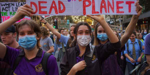 Students at the School Strike 4 Climate protest in Melbourne on May 21 this year.