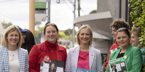 Liberal Jess Wilson (left),Labor’s Lucy Skelton,teal candidate Sophie Torney and Greens contender Jackie Carter are locked in a highly competitive but civilised race for the seat of Kew.