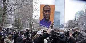 People cheer after a guilty verdict was announced at the trial of former Minneapolis police Officer Derek Chauvin for the 2020 death of George Floyd in Minneapolis,Minneapolis.