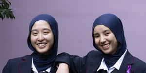 Sania,left,and Seema are two of the thousands of students with a refugee background who attend NSW public schools. 