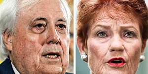 Clive Palmer and Pauline Hanson.