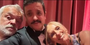 Graham Norton,Pedro Pascal and Toni Collette at the Taylor Swift and Travis Kelce Wedding.