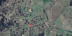 A Google maps view of the search area off Hazelton Road at Bungonia.