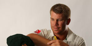 David Warner with a baggy green before his 2011 Test debut.
