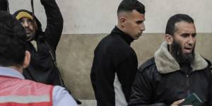 Palestinians injured in Israeli raids arrive at Nasser Medical Hospital in Khan Yunis,Gaza.