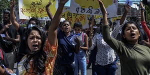 University students demonstrating against the government in Colombo,Sri Lanka.