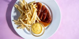Rosy duck breast is perfectly bistro-appropriate,but then perfectly not a classic steak frites at Bistrot 916.