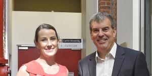 Dr Liz Dallimore and Innovation Minister Dave Kelly at the WA Data Science Innovation Hub. 