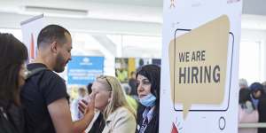 An airport jobs fair at the Sydney International Airport Terminal in June. Australia is in the grip of a talent shortage.